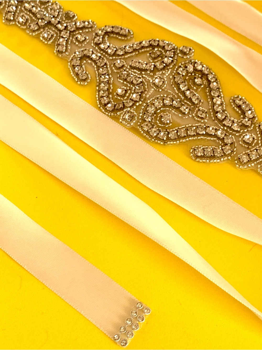 Wedding Rhinestone Ribbon Belt - Picture 1 of 8